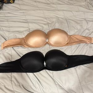 Victoria's Secret Black and Tan Strapless Bras